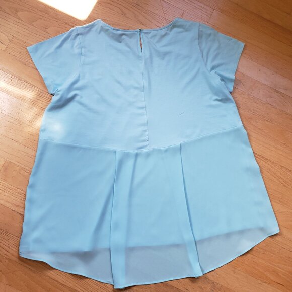 Lands' End Women's Aqua Blue Hi-Low Cotton Blend Short Sleeve Top, Size: 1X - Picture 8 of 16